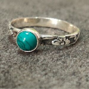 Turquoise Sterling silver Ring Floral Band